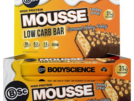 Body Science Low Carb High Protein Mousse Bar 55g - Caramel Hokey Pokey 12 Box Online Sale