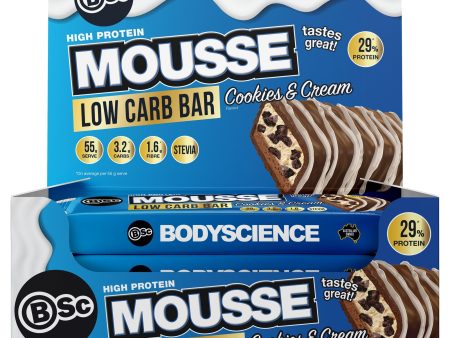 Body Science Low Carb High Protein Mousse Bar 55g  - Cookies & Cream 12 Box Supply