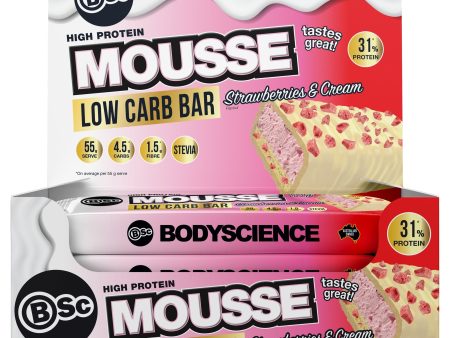 Body Science Low Carb High Protein Mousse Bar 55g - Strawberries & Cream 12 Box Fashion