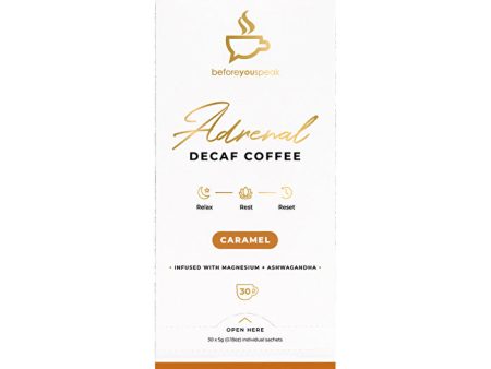 Before You Speak Adrenal Decaf Coffee Caramel 5g x 30 Pack Supply