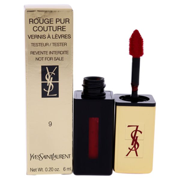 Yves Saint Laurent Rouge Pur Couture Vernis A Levres Glossy Stain - 9 Rouge Laque by Yves Saint Laurent for Women - 0.2 oz Lip Gloss (Tester) Online now