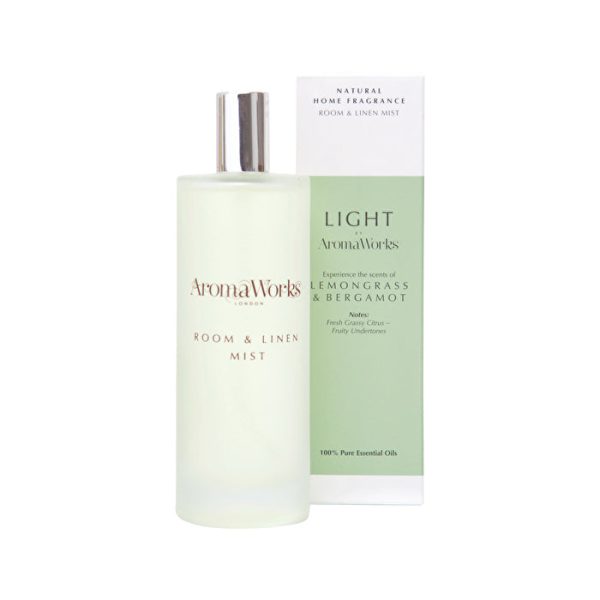 AromaWorks Light Room & Linen Mist Lemongrass & Bergamot 100ml For Sale