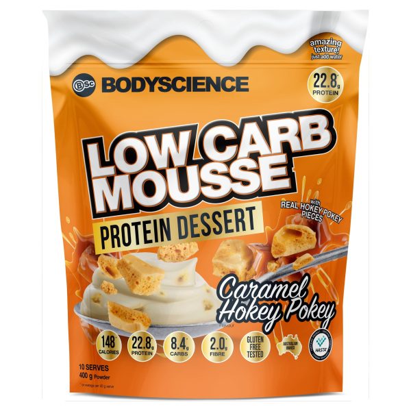 Body Science Low Carb Mousse Protein Dessert 400g - Caramel Hokey Pokey Hot on Sale