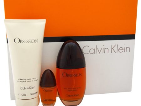 Calvin Klein Obsession by Calvin Klein for Women - 3 Pc Gift Set 3.4oz EDP Spray, 15ml EDP Spray, 6.7oz Silkening Body Lotion Online now