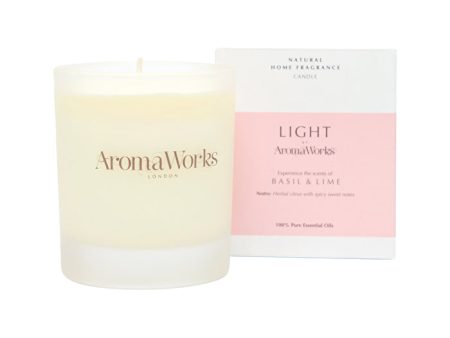 AromaWorks Light Candle Basil & Lime Medium 220g Hot on Sale