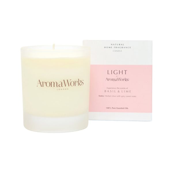 AromaWorks Light Candle Basil & Lime Medium 220g Hot on Sale